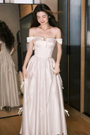 Ivory Bow Off-Shoulder Gown Robe