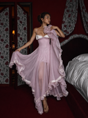 The Vogsion Liane organza ruffle midi dress for summer garden wedding guest outfits