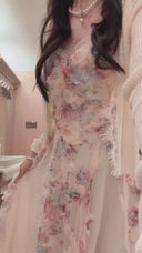 The Vogsion "Elysian Rose" Ruffled Tulle Maxi Dress & Lace Bolero Set – French Vintage Romantic Garden Party Gown