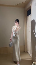 Vogsion® Elara Silk Satin Mermaid Gown – Illusion Lace & Open Back Radiance