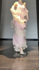 Vogsion Seraphina Tiered Chantilly Lace Maxi Dress - Romantic Pastel Coquette Gown