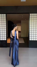 VOGSION Nocturne Halter Open-Back Maxi Dress