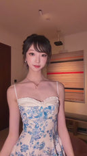 Vogsion Bluebell Garden Blue & White Floral Midi Wedding Guest Dress