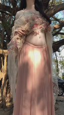 The Vogsion "Elysian Rose" Ruffled Tulle Maxi Dress & Lace Bolero Set – French Vintage Romantic Garden Party Gown