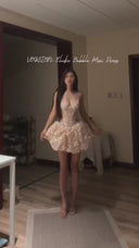 VOGSION Élodie Petite Floral Sequin Corset Bubble Mini Dress