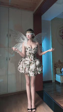 VOGSION Élodie Petite Floral Sequin Corset Bubble Mini Dress