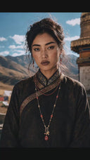 Vogsion Lhasa Red Agate Handwoven Tibetan Boho Necklace