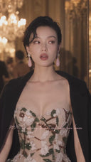 VOGSION Élodie Petite Floral Sequin Corset Bubble Mini Dress