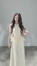 VOGSION Mirelle Petite Faux Two-Piece Peplum Maxi Dress