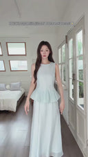 VOGSION Mirelle Petite Faux Two-Piece Peplum Maxi Dress