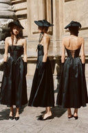 Black corset dress front side back comparison