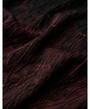 Close-up of the hand-painted red vein-inspired pattern on black mesh