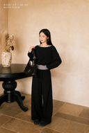 Noir Mist Amélie petite cotton matching set with a boat-neck top and full-length wide-leg pants