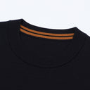 Close-up of Aveline navy wool sweater neckline