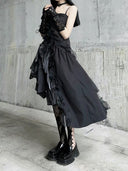 Black Goth dress outdoor full-length view