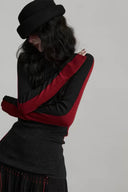 VOGSION Bloodline Gothic sweater with extra-long black and red sleeves