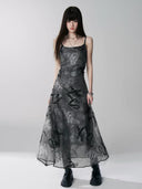 Women's Gothic dress with dragon and floral print