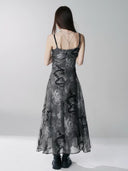 Gothic maxi dress back view and slim straps
