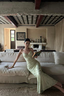 Elegant VOGSION Sylvie Petite Mint Garden Maxi Dress featuring a refined silhouette and luxurious floral texture.