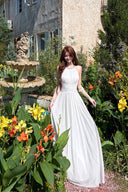 VOGSION Ivory pearl halter maxi dress for a garden formal occasion