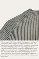 Linking seam and structured shoulder construction detail on the Sélise wool sweater