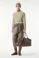 Sélise 100% wool ribbed crewneck sweater in Sage Green styled in a full editorial look