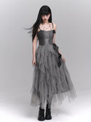 Women's Gothic tulle dress full-length front view