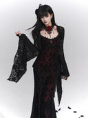 Women's Gothic dress with side ruffles and lace layer