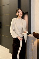Ivory knit tank and cardigan set with adjustable front ties